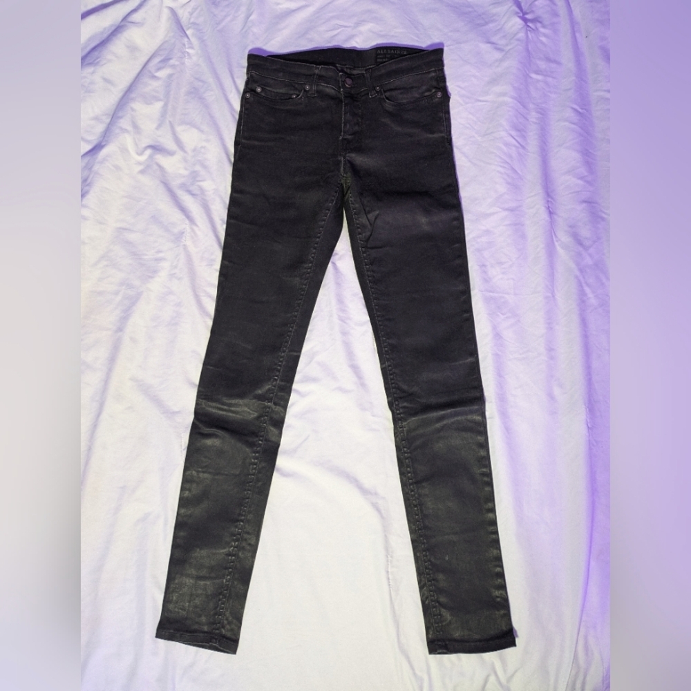 ALL SAINTS Women's MAST coated jeans in LACQUER